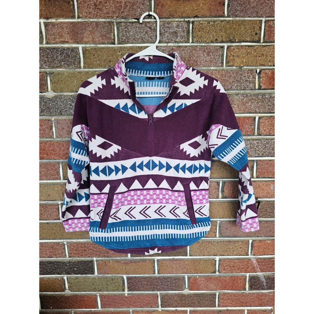 Cruel Girls Southwest Geometric Fleece Pullover Quarter Zip western‎